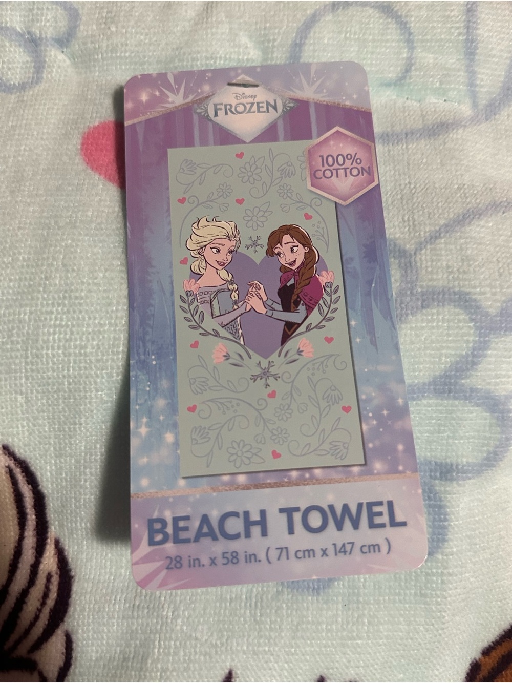 Frozen Girls Purple and Light Blue Elsa & Anna Beach Towel